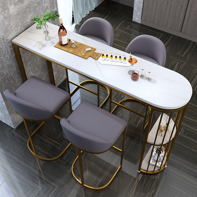White Modern Style Bar Table in Faux Marble and Metal Specialty Milk Tea Shop Bar Table 70.9"L x 15.7"W x 41.3"H Gold Without Chairs Clearhalo 'Bar Furniture' 'Bar Tables' 'bar_tables' 'furn' 'furn_bar_tables' 'Furniture' 'furniture_bar_tables' 'Kitchen & Dining Furniture' 4705548