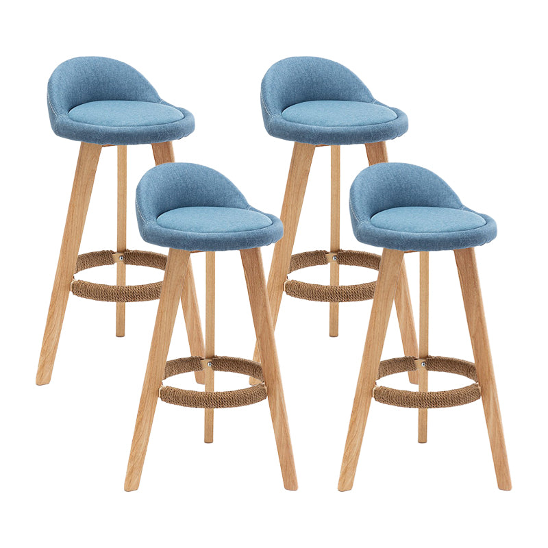 Contemporary Home Footrest Stool Matte Finish Upholstered Barstool Blue 4 Piece Set Clearhalo 'Bar Furniture' 'Bar Stools' 'bar_stools' 'furn' 'furn_bar_stools' 'Furniture' 'furniture_bar_stools' 'Kitchen & Dining Furniture' 4705911