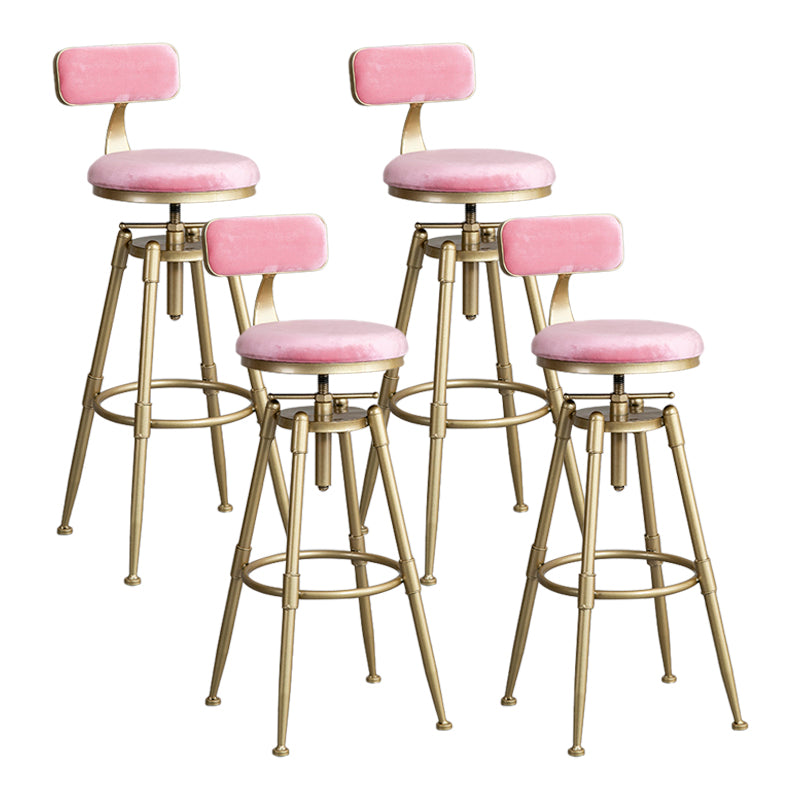 Glam Style Upholstered Bar Stools for Home Armless Stools with Metal Base Pink With Back 4 Piece Set Clearhalo 'Bar Furniture' 'Bar Stools' 'bar_stools' 'furn' 'furn_bar_stools' 'Furniture' 'furniture_bar_stools' 'Kitchen & Dining Furniture' 4705991