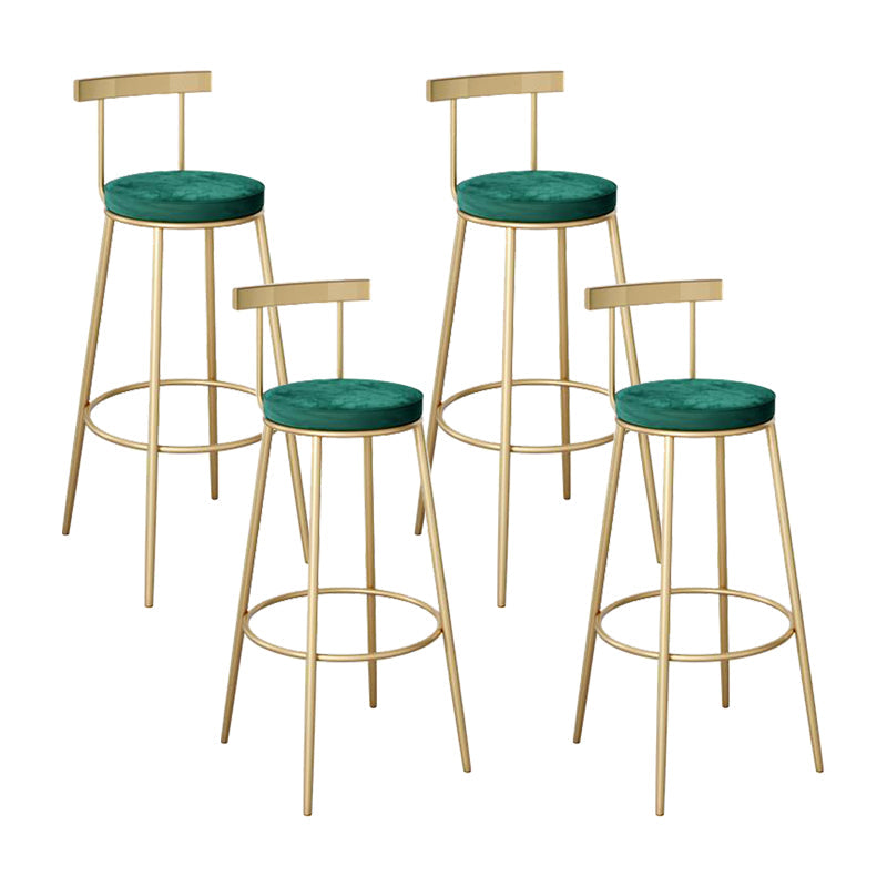 Contemporary Round Bar and Counter Stool Metal Stool with 4 Gold Legs Green 4 Piece Set Clearhalo 'Bar Furniture' 'Bar Stools' 'bar_stools' 'furn' 'furn_bar_stools' 'Furniture' 'furniture_bar_stools' 'Kitchen & Dining Furniture' 4706023