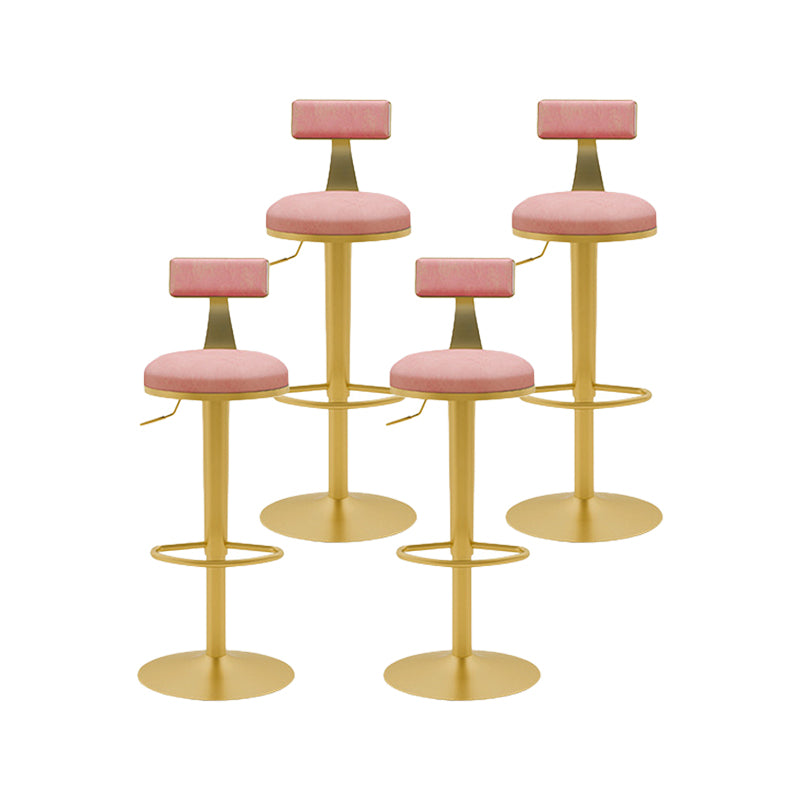 Contemporary Metal Bar and Counter Stool Low Back Stool with Pedestal Base in Gold Pink 4 Piece Set Bar Stool(31"H) Clearhalo 'Bar Furniture' 'Bar Stools' 'bar_stools' 'furn' 'furn_bar_stools' 'Furniture' 'furniture_bar_stools' 'Kitchen & Dining Furniture' 4706057