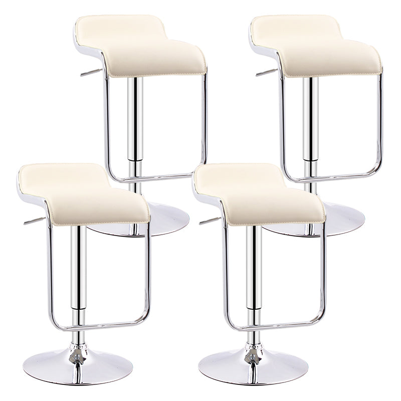 Modern Adjustable Backrest Counter Stool Steel Study Bar Stool with Cushion and Pedal Beige 4 Piece Set Clearhalo 'Bar Furniture' 'Bar Stools' 'bar_stools' 'furn' 'furn_bar_stools' 'Furniture' 'furniture_bar_stools' 'Kitchen & Dining Furniture' 4706301