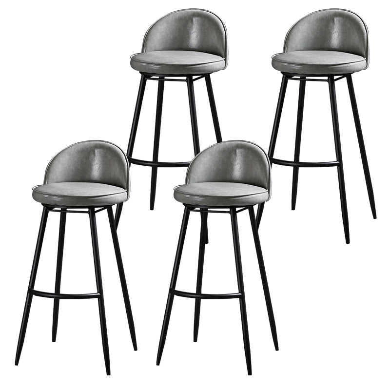 Scandinavian Style Bar-stool with Round Seat Counter Stool for Kitchen Bar Grey 4 Piece Set Clearhalo 'Bar Furniture' 'Bar Stools' 'bar_stools' 'furn' 'furn_bar_stools' 'Furniture' 'furniture_bar_stools' 'Kitchen & Dining Furniture' 4706321