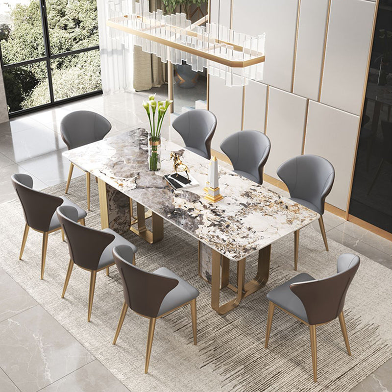 Glam 1/3/4/5/6/7/8/9 Pieces Dinette Set Sintered Stone Dining Room Set 9 Pieces: Table, 8 Chairs Clearhalo 'Dining Room Sets' 'Dining Tables & Seating' 'dining_room_set' 'furn' 'furn_dining_room_set' 'Furniture' 'furniture_dining_room_set' 'Kitchen & Dining Furniture' 4706510
