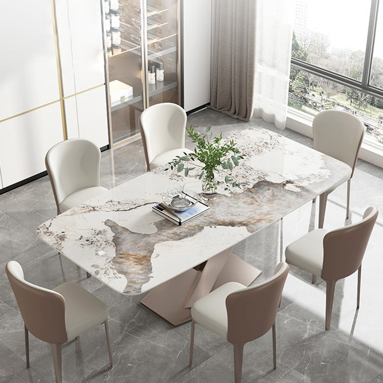 Modern 1/2/5/7 Pieces Dinette Set Sintered Stone Dining Table Set 7 Pieces: Table, 6 Chairs Clearhalo 'Dining Room Sets' 'Dining Tables & Seating' 'dining_room_set' 'furn' 'furn_dining_room_set' 'Furniture' 'furniture_dining_room_set' 'Kitchen & Dining Furniture' 4706578
