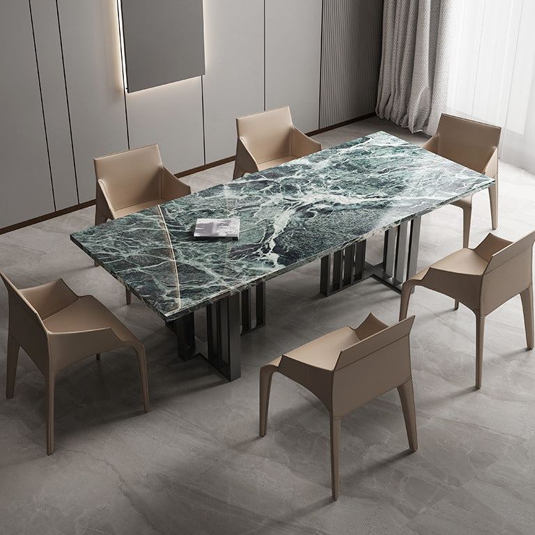 Contemporary 1/2/4/5/7 Pieces Dining Set Metal Dining Table Set 7 Pieces: Table, 6 Chairs Clearhalo 'Dining Room Sets' 'Dining Tables & Seating' 'dining_room_set' 'furn' 'furn_dining_room_set' 'Furniture' 'furniture_dining_room_set' 'Kitchen & Dining Furniture' 4706659