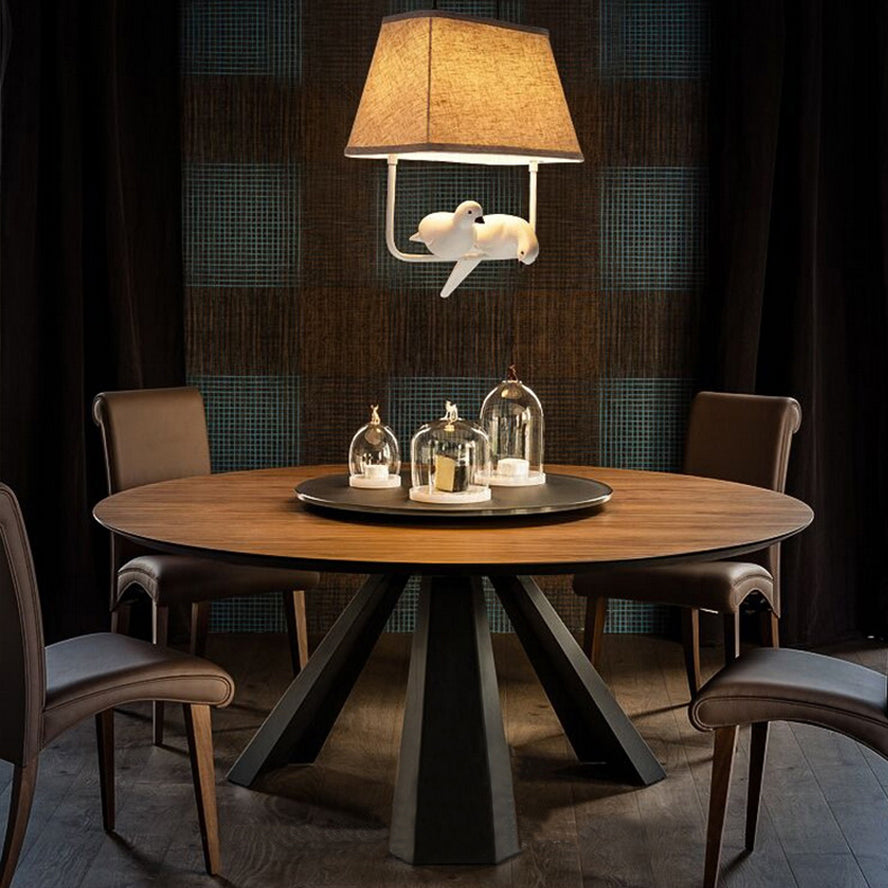 Round Folding Table in Brown Modern Solid Wood Convertible Dining Table 78.7"L x 78.7"W x 29.5"H Clearhalo 'Dining Tables & Seating' 'Dining Tables' 'dining_table' 'Furniture' 'furniture_dining_table' 'Kitchen & Dining Furniture' 'kitchen' 'kitchen_dining_table' 4707044