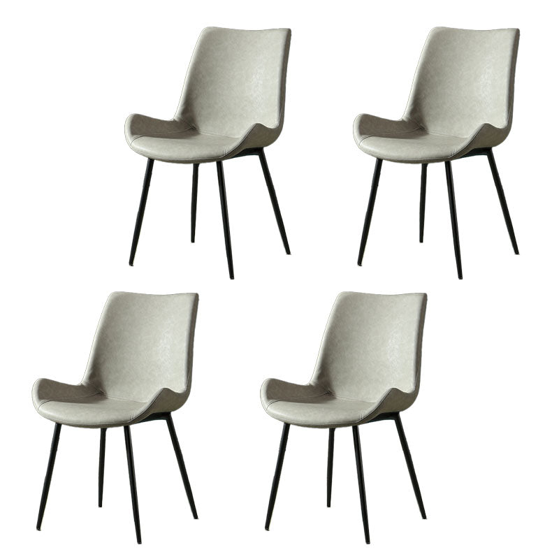 Industrial Design Faux Leather Side Chair Solid Back Chair for Home Light Gray 4 Piece Set Clearhalo 'Dining Chairs' 'Dining Tables & Seating' 'dining_chair' 'furn' 'furn_dining_chair' 'Furniture' 'furniture_dining_chair' 'Kitchen & Dining Furniture' 4707226