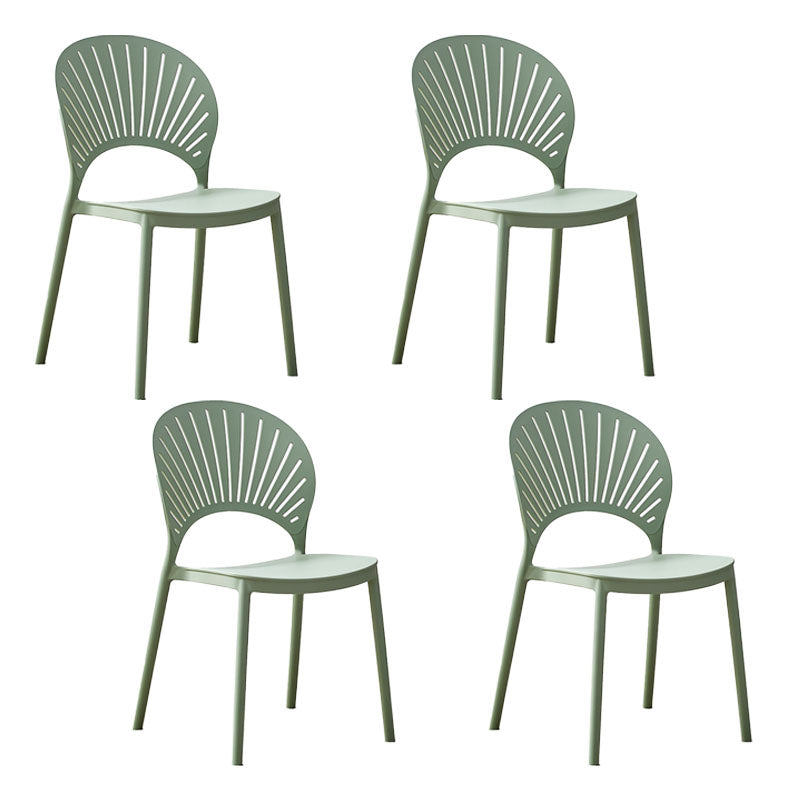 Contemporary Open Stacking Side Chair Matte Finish Plastic Dining Chair Green 4 Piece Set Clearhalo 'Dining Chairs' 'Dining Tables & Seating' 'dining_chair' 'furn' 'furn_dining_chair' 'Furniture' 'furniture_dining_chair' 'Kitchen & Dining Furniture' 4707273