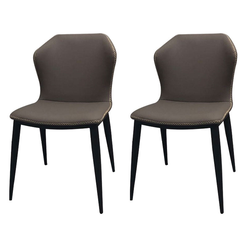 Contemporary Dining Wingback Side Chairs Armless Chair with Metal Legs for Kitchen Dark Gray 2 Piece Set Clearhalo 'Dining Chairs' 'Dining Tables & Seating' 'dining_chair' 'furn' 'furn_dining_chair' 'Furniture' 'furniture_dining_chair' 'Kitchen & Dining Furniture' 4707301