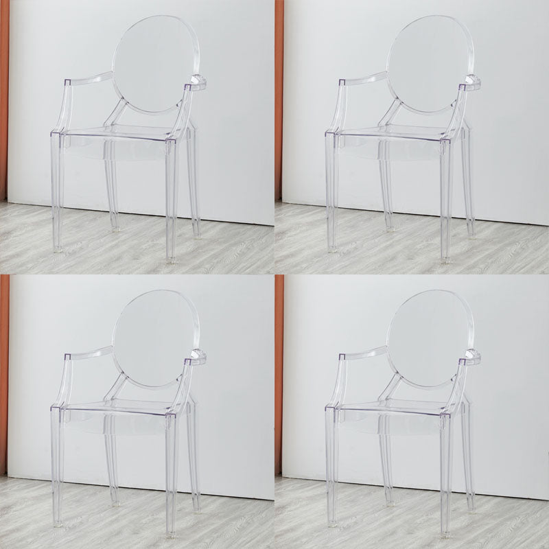 Scandinavian Design Arm Plastic Side Chair Open Back Side Chair Clear 4 Piece Set Clearhalo 'Dining Chairs' 'Dining Tables & Seating' 'dining_chair' 'furn' 'furn_dining_chair' 'Furniture' 'furniture_dining_chair' 'Kitchen & Dining Furniture' 4707398
