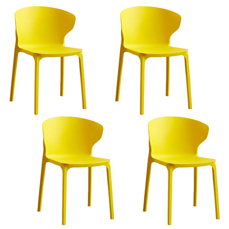 Scandinavian Plastic Dining Armless Chair Wingback Side Chair Yellow 4 Piece Set Clearhalo 'Dining Chairs' 'Dining Tables & Seating' 'dining_chair' 'furn' 'furn_dining_chair' 'Furniture' 'furniture_dining_chair' 'Kitchen & Dining Furniture' 4707582