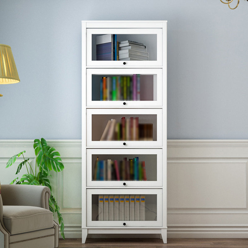 Manufactured Wood Standard Bookcase Vertical Bookcase with Glass Doors 31.5"L x 13.9"W x 81.5"H White Clearhalo 'Bookcases' 'furn' 'furn_bookcases' 'Furniture' 'furniture_bookcases' 'kitchen' 'kitchen_bookcases' 'Living Room Furniture' 'Office Furniture' 4707994
