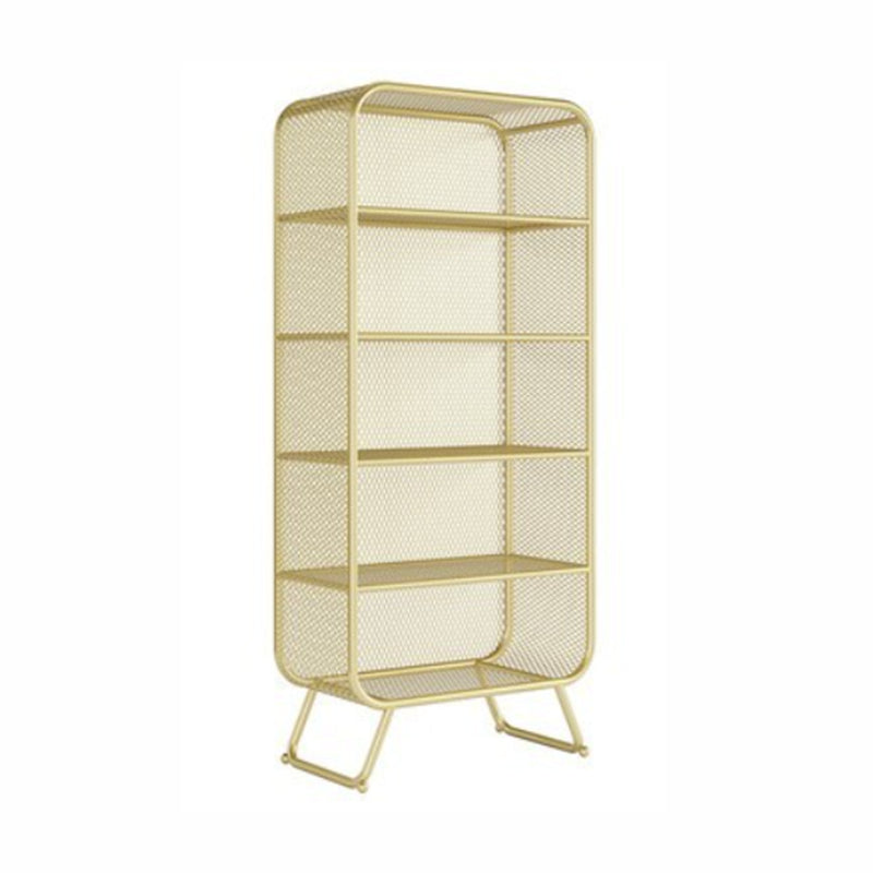 Industrial Standard Bookcase Contemporary Metal Closed Back Bookcase 31"L x 16"W x 71"H Gold Clearhalo 'Bookcases' 'furn' 'furn_bookcases' 'Furniture' 'furniture_bookcases' 'kitchen' 'kitchen_bookcases' 'Living Room Furniture' 'Office Furniture' 4708478