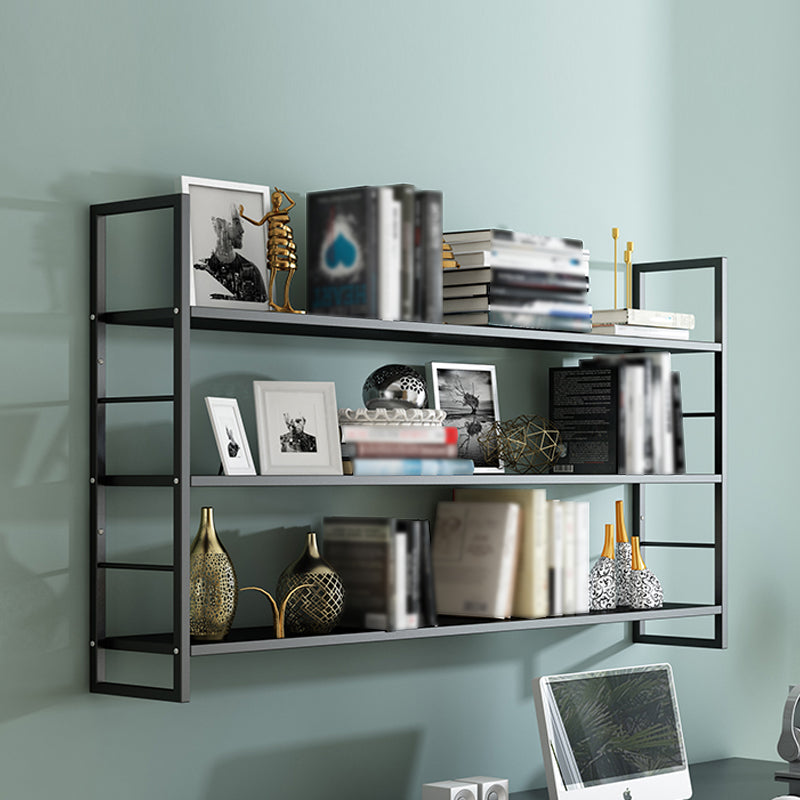 Industrial Wall Mounted Bookshelf Black and White Iron Shelf for Home 47.2"L x 9.4"W x 37.8"H Black Clearhalo 'Bookcases' 'furn' 'furn_bookcases' 'Furniture' 'furniture_bookcases' 'kitchen' 'kitchen_bookcases' 'Living Room Furniture' 'Office Furniture' 4708679