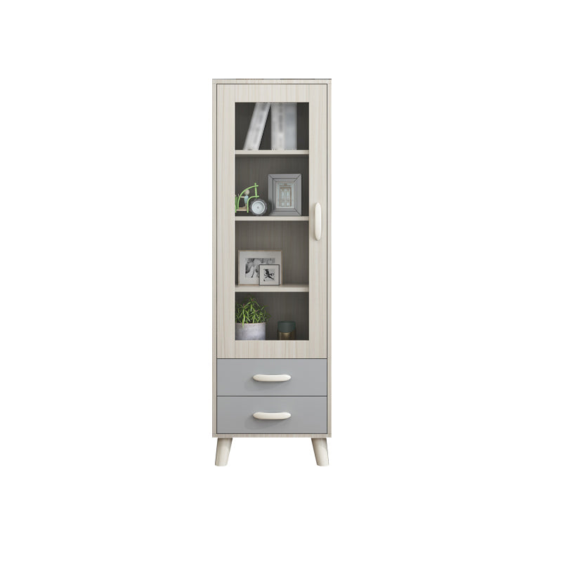 Contemporary Style Standard Bookcase Vertical Book Shelf with Drawer Storage White-Blue Clearhalo 'Bookcases' 'furn' 'furn_bookcases' 'Furniture' 'furniture_bookcases' 'kitchen' 'kitchen_bookcases' 'Living Room Furniture' 'Office Furniture' 4708870