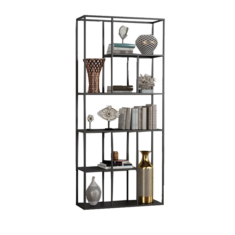 Minimalist Style Open Shelve Bookcase in Metal Material Shelves Black Clearhalo 'Bookcases' 'furn' 'furn_bookcases' 'Furniture' 'furniture_bookcases' 'kitchen' 'kitchen_bookcases' 'Living Room Furniture' 'Office Furniture' 4708925