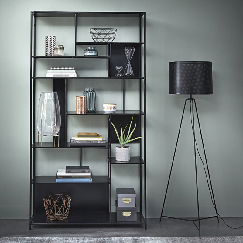 Industrial Style Metal Bookshelf Black Open Shelf Bookcase for Office 31.5"L x 9.8"W x 78.7"H Clearhalo 'Bookcases' 'furn' 'furn_bookcases' 'Furniture' 'furniture_bookcases' 'kitchen' 'kitchen_bookcases' 'Living Room Furniture' 'Office Furniture' 4708965