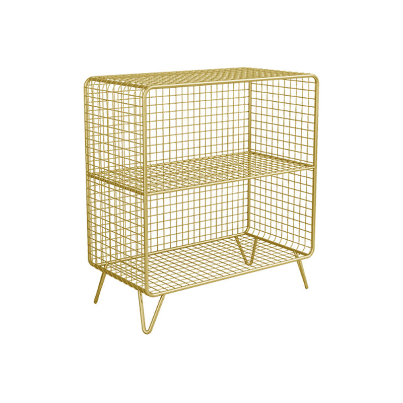 Glam Metal Iron Standard Bookshelf Vertical Closed Back Bookshelf 24"L x 12"W x 28"H Gold Clearhalo 'Bookcases' 'furn' 'furn_bookcases' 'Furniture' 'furniture_bookcases' 'kitchen' 'kitchen_bookcases' 'Living Room Furniture' 'Office Furniture' 4718948