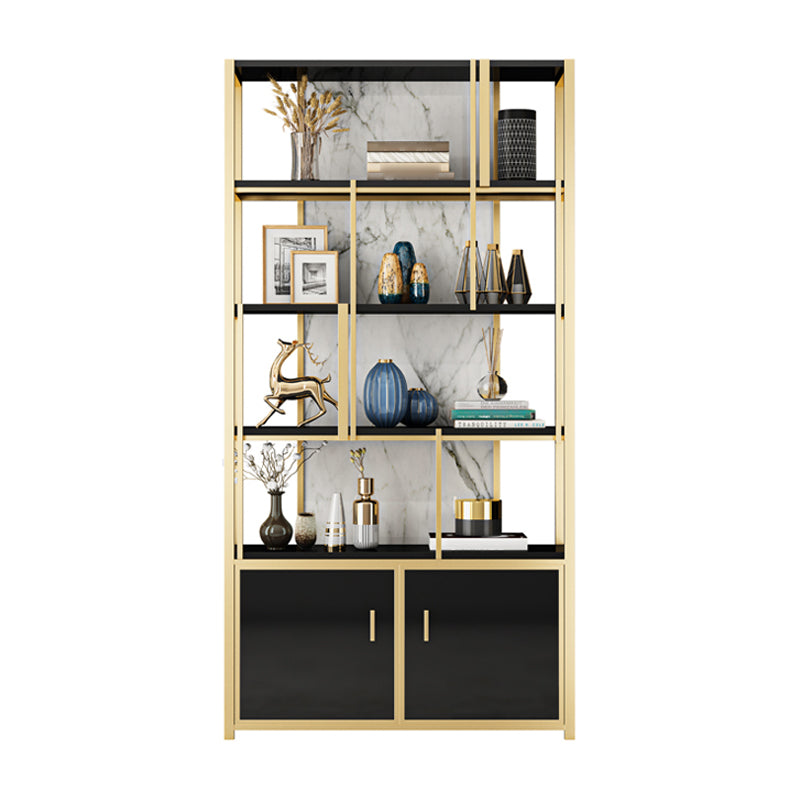 12"W 79"H Bookshelf Glam Style Open Back Bookcase for Study Room Home Office Black White Clearhalo 'Bookcases' 'furn' 'furn_bookcases' 'Furniture' 'furniture_bookcases' 'kitchen' 'kitchen_bookcases' 'Living Room Furniture' 'Office Furniture' 4719363
