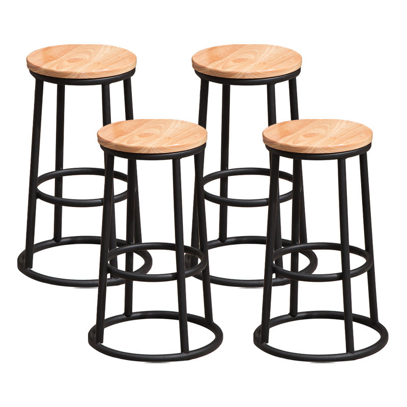 Modern Style Iron Bar Stool With Footrest Game Hall Bar Stool 30-inches Wood 4 Piece Set Clearhalo 'Bar Furniture' 'Bar Stools' 'bar_stools' 'furn' 'furn_bar_stools' 'Furniture' 'furniture_bar_stools' 'Kitchen & Dining Furniture' 4729753