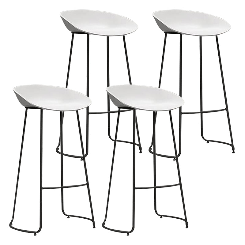 Modern Armless Backrest Counter Stool Iron Bar Stool with Plastic Seat and Pedal White 4 Piece Set Clearhalo 'Bar Furniture' 'Bar Stools' 'bar_stools' 'furn' 'furn_bar_stools' 'Furniture' 'furniture_bar_stools' 'Kitchen & Dining Furniture' 4730008