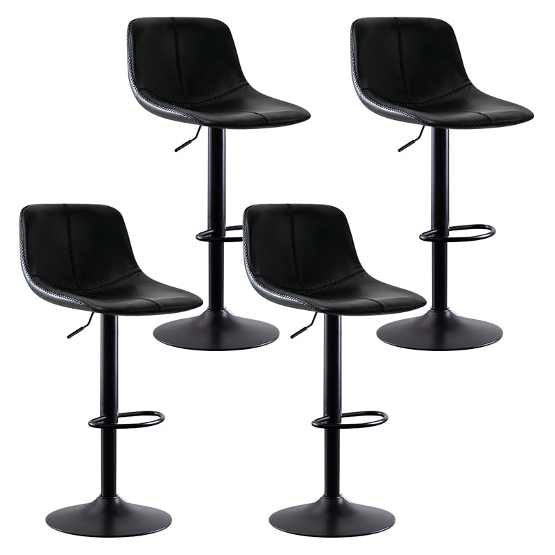 Modern Leather Adjustable Height Barstool Indoor Bar Stool with Low Back Black 4 Piece Set Clearhalo 'Bar Furniture' 'Bar Stools' 'bar_stools' 'furn' 'furn_bar_stools' 'Furniture' 'furniture_bar_stools' 'Kitchen & Dining Furniture' 4730119
