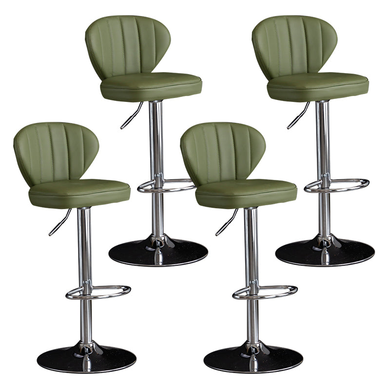 Contemporary Leather Swivel Barstool Indoor Bar Stool with Iron Legs and Low Back Green Silver 4 Piece Set Clearhalo 'Bar Furniture' 'Bar Stools' 'bar_stools' 'furn' 'furn_bar_stools' 'Furniture' 'furniture_bar_stools' 'Kitchen & Dining Furniture' 4730164