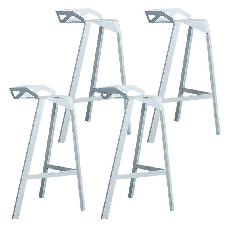 Industrial Stackable Iron Counter Stools Low Back 3 Legs Bar Stools with Footrest White 4 Piece Set Clearhalo 'Bar Furniture' 'Bar Stools' 'bar_stools' 'furn' 'furn_bar_stools' 'Furniture' 'furniture_bar_stools' 'Kitchen & Dining Furniture' 4730374