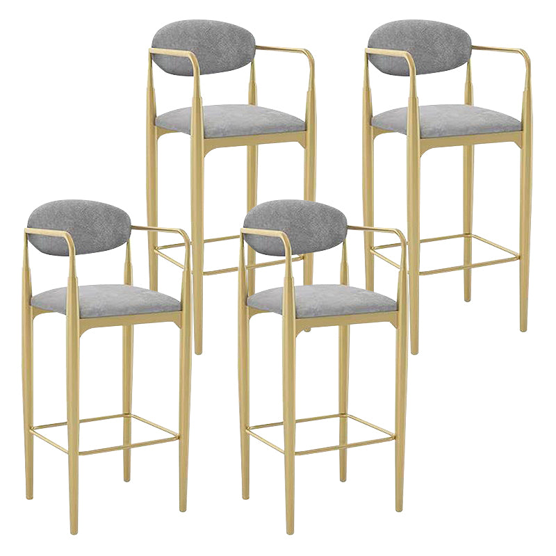 Scandinavian Upholstered Metal Counter Stools Low Back Bar Stools with 4 Legs Gold 4 Piece Set Clearhalo 'Bar Furniture' 'Bar Stools' 'bar_stools' 'furn' 'furn_bar_stools' 'Furniture' 'furniture_bar_stools' 'Kitchen & Dining Furniture' 4730512