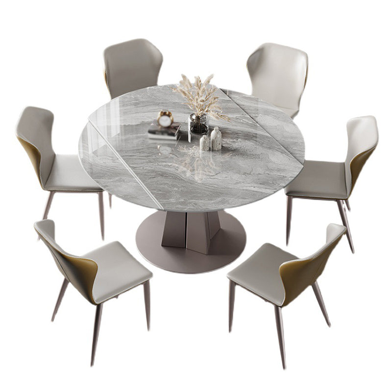 Modern 1/2/5/7 Pieces Dinette Set Round Dining Room Table Set 7 Pieces: Table, 6 Chairs Clearhalo 'Dining Room Sets' 'Dining Tables & Seating' 'dining_room_set' 'furn' 'furn_dining_room_set' 'Furniture' 'furniture_dining_room_set' 'Kitchen & Dining Furniture' 4730751