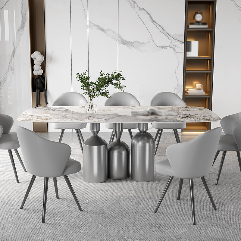 1/3/4/5/7/8 Pieces Dining Chairs Set White Rectangle Shape Sintered Stone Dining Table Set 8 Pieces: Table, 7 Chairs Clearhalo 'Dining Room Sets' 'Dining Tables & Seating' 'dining_room_set' 'furn' 'furn_dining_room_set' 'Furniture' 'furniture_dining_room_set' 'Kitchen & Dining Furniture' 4730898