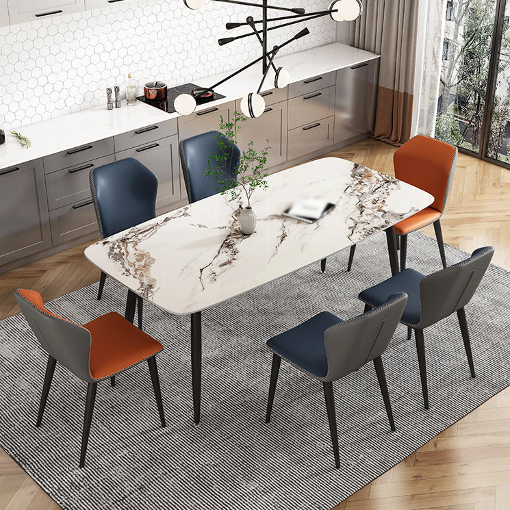 Modern 1/2/4/5/7 Pieces Dinette Set with Sintered Stone Top Rectangle Dining Table Set 7 Pieces: Table, 6 Chairs Clearhalo 'Dining Room Sets' 'Dining Tables & Seating' 'dining_room_set' 'furn' 'furn_dining_room_set' 'Furniture' 'furniture_dining_room_set' 'Kitchen & Dining Furniture' 4730938