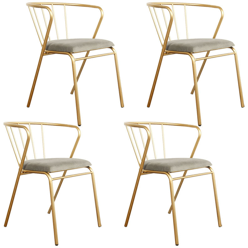 Scandinavian Windsor Back Armless Chairs Upholstered Side Chair Grey 4 Piece Set Clearhalo 'Dining Chairs' 'Dining Tables & Seating' 'dining_chair' 'furn' 'furn_dining_chair' 'Furniture' 'furniture_dining_chair' 'Kitchen & Dining Furniture' 4731987