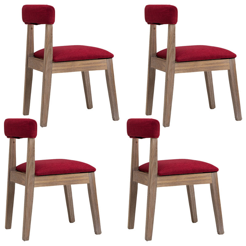Farmhouse Fabric Restaurant Side Chair Open Matte Finish Dining Chair Dark Red Set of 4 Clearhalo 'Dining Chairs' 'Dining Tables & Seating' 'dining_chair' 'Furniture' 'furniture_dining_chair' 'Kitchen & Dining Furniture' 4732192