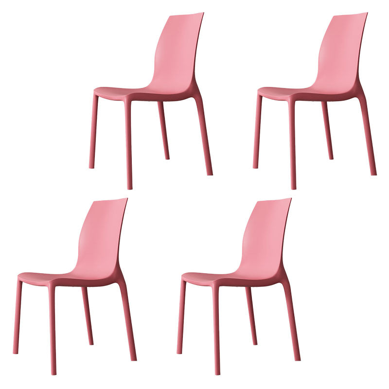 Contemporary Style Stackable Chairs Dining Armless Chair with Plastic Legs for Kitchen Red Set of 4 Clearhalo 'Dining Chairs' 'Dining Tables & Seating' 'dining_chair' 'Furniture' 'furniture_dining_chair' 'Kitchen & Dining Furniture' 4732204