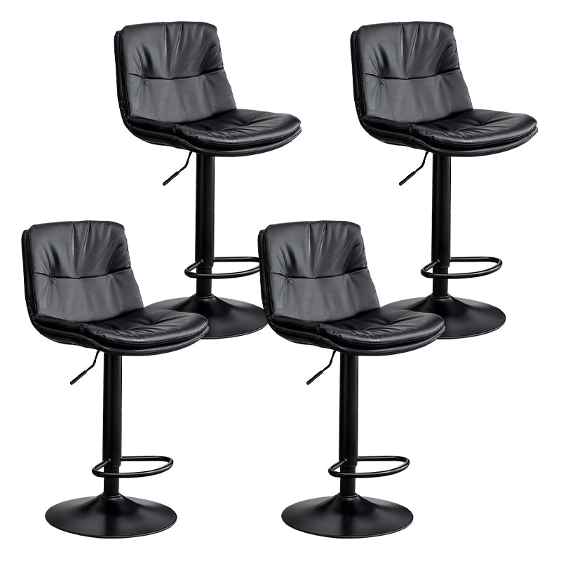 Contemporary Leather Swivel Barstool Indoor Bar Stool with Low Back Black Black 4 Piece Set Clearhalo 'Bar Furniture' 'Bar Stools' 'bar_stools' 'furn' 'furn_bar_stools' 'Furniture' 'furniture_bar_stools' 'Kitchen & Dining Furniture' 4732311