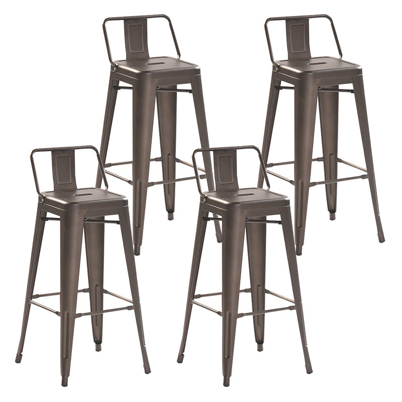 Industrial Style Metal Bar-stool with Square Iron Seat Counter Stool Kitchen Bar Bar-stool Rust 4 Piece Set Clearhalo 'Bar Furniture' 'Bar Stools' 'bar_stools' 'furn' 'furn_bar_stools' 'Furniture' 'furniture_bar_stools' 'Kitchen & Dining Furniture' 4732346
