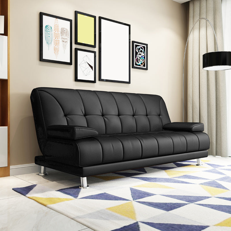 Faux Leather Pillow Top Arm Loveseat with Foldable and Wear-resisting for Living Room 76"L x 36"W x 37"H Black Clearhalo 'furn' 'furn_sofas' 'Furniture' 'furniture_sofas' 'kitchen' 'kitchen_sofas' 'Living Room Furniture' 'Sofa' 'sofas' 4740273