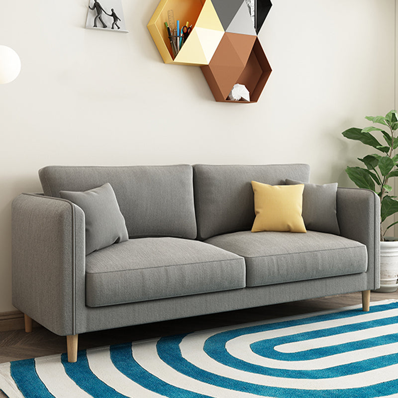 Scandinavian Loose Back Sofa 3-Seat Slipcovered Linen Square Arm Sofa 71"L x 27"W x 31.5"H Grey Clearhalo 'furn' 'furn_sofas' 'Furniture' 'furniture_sofas' 'kitchen' 'kitchen_sofas' 'Living Room Furniture' 'Sofa' 'sofas' 4740283