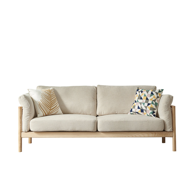 Contemporary Loose Back Sofa 32.68"High Pillow Top Arm Fabric Sofa for Living Room 67"L x 33"W x 33"H Off-White Sponge Clearhalo 'furn' 'furn_sofas' 'Furniture' 'furniture_sofas' 'kitchen' 'kitchen_sofas' 'Living Room Furniture' 'Sofa' 'sofas' 4740835