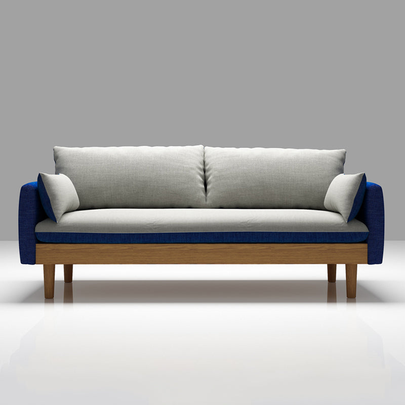 Contemporary Cotton Pillow Top Arm Sofa 29.53"High Loose Back Slipcovered Sofa Beige-Blue Clearhalo 'furn' 'furn_sofas' 'Furniture' 'furniture_sofas' 'kitchen' 'kitchen_sofas' 'Living Room Furniture' 'Sofa' 'sofas' 4740902