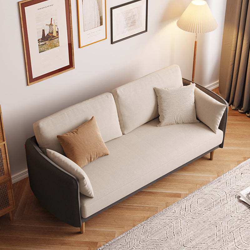 Contemporary Pillow Top Arm slipcovered Sofa 31.5"High Velvet Loose Back Sofa 71"L x 29.5"W x 31.5"H Gray-White Latex Clearhalo 'furn' 'furn_sofas' 'Furniture' 'furniture_sofas' 'kitchen' 'kitchen_sofas' 'Living Room Furniture' 'Sofa' 'sofas' 4741000