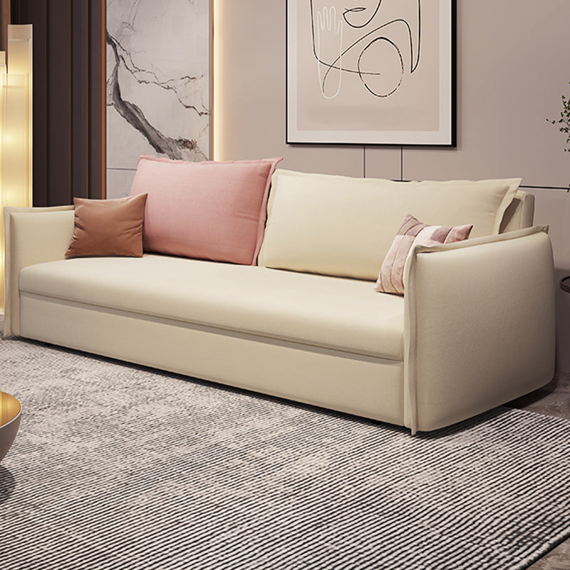 White and Pink Convertible Settee Loveseat Square Arm Standard Bed Settee Storage Included Coir Clearhalo 'furn' 'furn_sofas' 'Furniture' 'furniture_sofas' 'kitchen' 'kitchen_sofas' 'Living Room Furniture' 'Sofa' 'sofas' 4741102