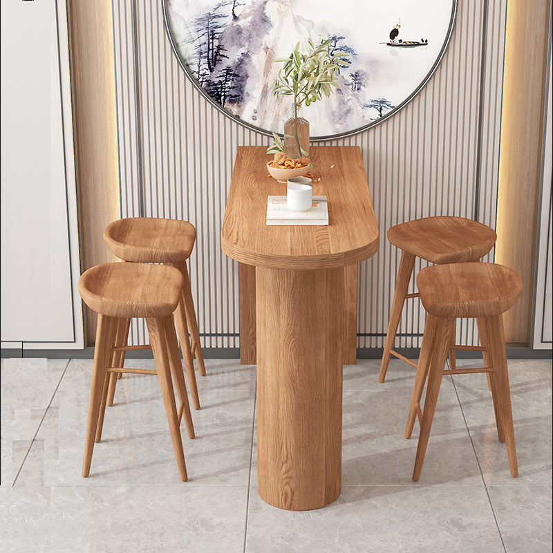 Solid Wood Bar Dining Table Contemporary Bar Table with Sled Base 78.7"L x 17.7"W x 41.3"H Brown Without Chairs Clearhalo 'Bar Furniture' 'Bar Tables' 'bar_tables' 'furn' 'furn_bar_tables' 'Furniture' 'furniture_bar_tables' 'Kitchen & Dining Furniture' 4744140