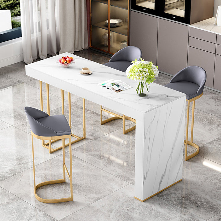 Stone Top Bar Dining Table Traditional Luxury Rectangle Bar Table with Sled Base 63"L x 23.6"W x 41.3"H Without Chairs Clearhalo 'Bar Furniture' 'Bar Tables' 'bar_tables' 'furn' 'furn_bar_tables' 'Furniture' 'furniture_bar_tables' 'Kitchen & Dining Furniture' 4744253