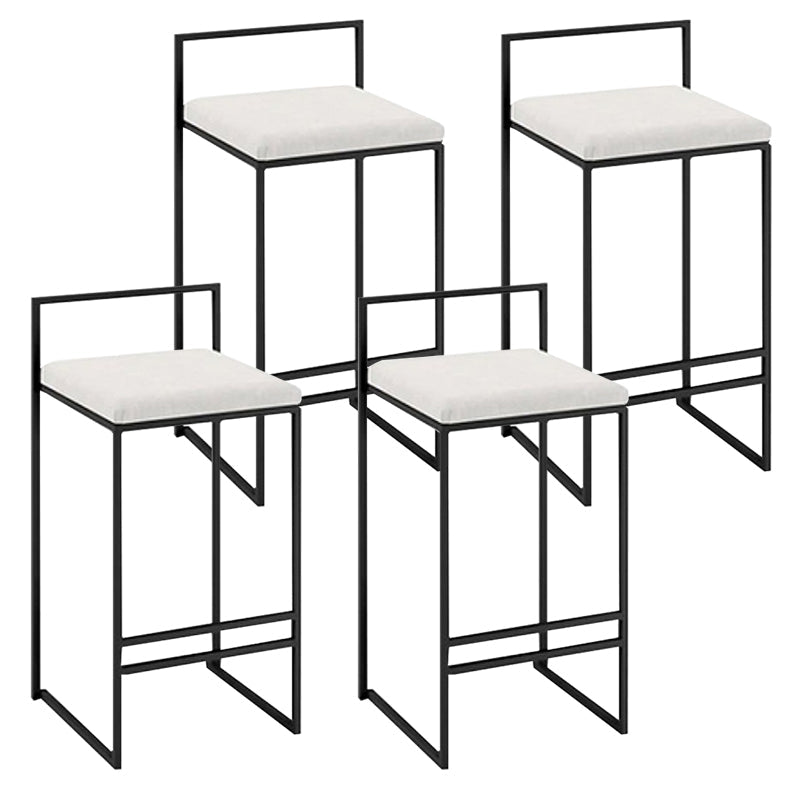 Nordic Steel Low Back Barstool Simple Indoor Tall Stool with Upholstered White 4 Piece Set Clearhalo 'Bar Furniture' 'Bar Stools' 'bar_stools' 'furn' 'furn_bar_stools' 'Furniture' 'furniture_bar_stools' 'Kitchen & Dining Furniture' 4744441