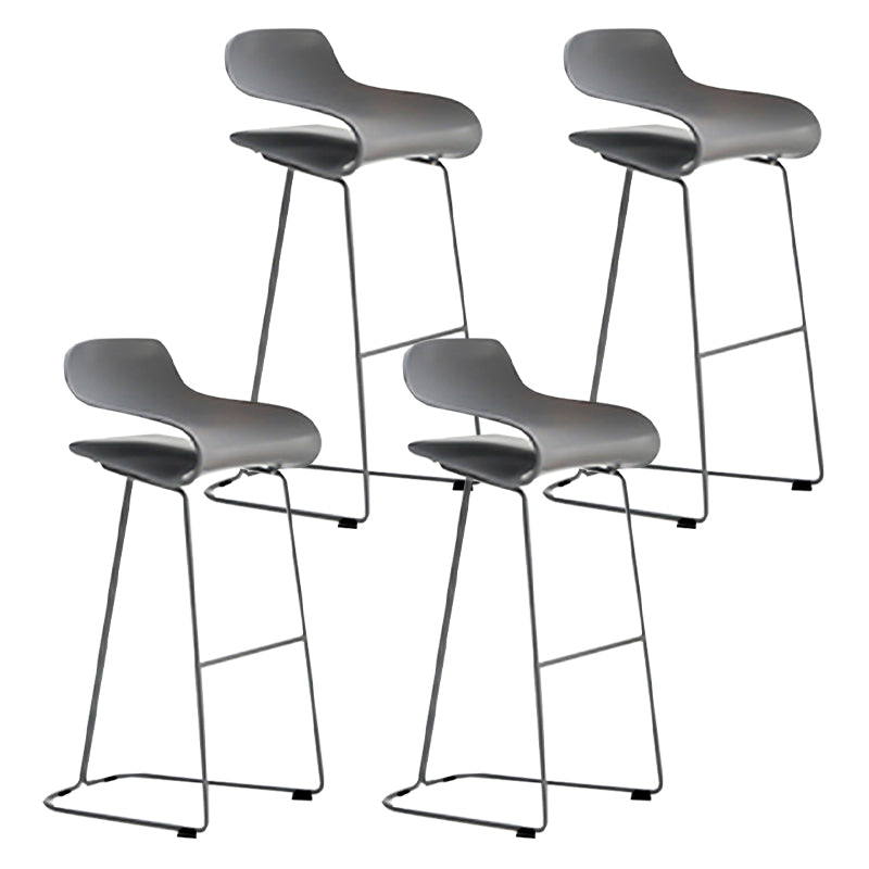 Nordic Stainless Steel Simple Barstool Low Back Indoor Tall Stool with Plastic Seat Grey 4 Piece Set Bar Stool(30"H) Clearhalo 'Bar Furniture' 'Bar Stools' 'bar_stools' 'furn' 'furn_bar_stools' 'Furniture' 'furniture_bar_stools' 'Kitchen & Dining Furniture' 4744542