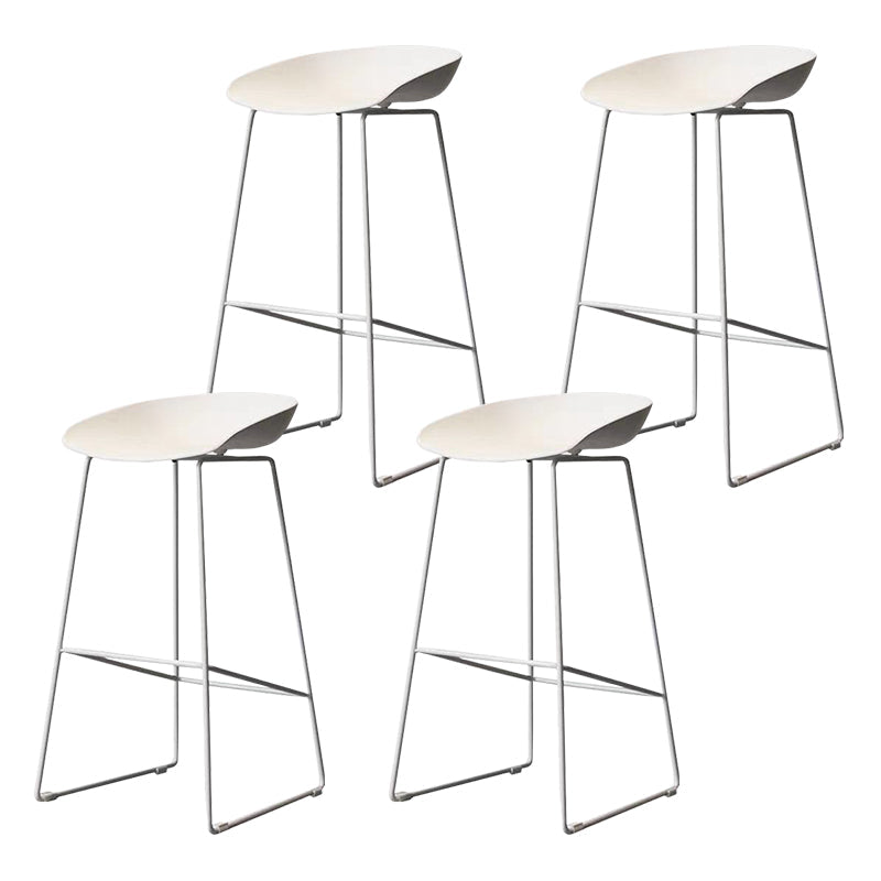 Nordic Indoor Simple Barstool Low Back Steel Tall Stool with Plastic Seat White 4 Piece Set Clearhalo 'Bar Furniture' 'Bar Stools' 'bar_stools' 'furn' 'furn_bar_stools' 'Furniture' 'furniture_bar_stools' 'Kitchen & Dining Furniture' 4744554