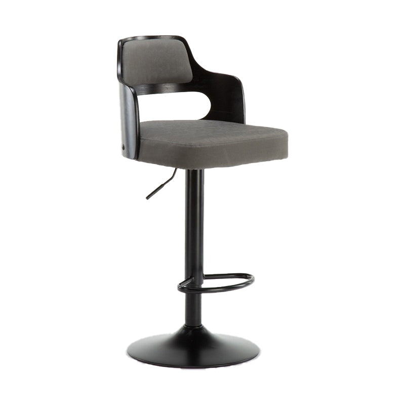 Nordic Style Leather Upholstered Barstool Adjustable Height Swivel single Bar Stool Black-Gray Clearhalo 'Bar Furniture' 'Bar Stools' 'bar_stools' 'furn' 'furn_bar_stools' 'Furniture' 'furniture_bar_stools' 'Kitchen & Dining Furniture' 4744604